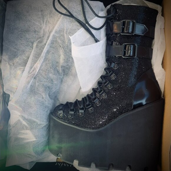 Midnight Rhinestone Traitor Boots - US Size 6 & 7 - NEW IN BOX - Picture 2 of 14
